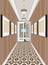 Modern Classic Hall Hallway Corridor In Old Vintage Apartment. Hallway illustration.