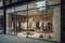 Modern Clothing Boutique Exterior with Large Window Display and Contemporary Interior Design, Ideal for Fashion Retail