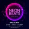 Modern Club Music Neon Beats Party Template, Dance Party Flyer, brochure. Night Party Club Banner Poster.