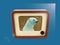 A modern collage of a polar bear on an old TV screen. Contemporary art.