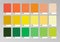 Modern color palette swatch set. Trendy orange yellow green colour catalog samples. Vector illustration