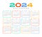 modern and colorful 2024 new year calendar template design
