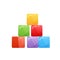 Modern colorful baby cubes toys. Children s toy store, kindergarten.