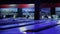 Modern Colorful bowling alley. Group game. Bowling strike competition