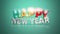 Modern and colorful Happy New Year text on a vivid green gradient