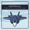 Modern combat jet fighter f 35 lightning in the sky. Modern simple template design with text