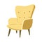 Modern comfortable yellow armchair isolated on a white background. Illustration for a furniture store