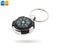 Modern compass in key chain concept isolated on white background. Metal key ring for tourism. Clipping paths object