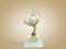 Modern concept award gold braided tree goblet with a large pearl 3d render on color gradient