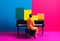 modern concept trend art piano performance people colourful music illustration. Generative AI.