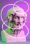 Modern conceptual art poster with ancient statue of bust of Homer. Collage of contemporary art.