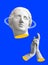 Modern conceptual art poster with ancient statue of bust of Venus. Collage of contemporary art.