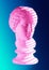 Modern conceptual art poster with blue pink colorful antique Venus bust. Contemporary art collage.