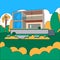 Modern container cottage house vector isolated