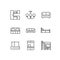 Modern contemporary furniture shop pixel perfect linear icons set