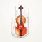Modern Contrast Line Illustration Of Cello On White Background