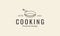 Modern cooking frying pan lines logo design vector icon symbol illustration