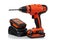 Modern cordless screwdriver, drill on white background