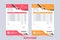 Modern corporate invoice vector with digital shapes. Cash receipt and payment agreement paper layout design with red and orange