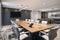 modern corporate meeting room with sleek furniture and digital touch screens