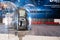 Modern counter with payphones at the airport