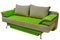 modern cozy fabric sofa two-tone beige and bright green without armrests on a white background