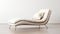 Modern Cream Chaise Lounge With Golden Frame On White Background