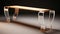 Modern Cream Console Table With Long Legs And Acrylic Frame