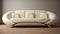 Modern Cream Sofa With Soft Armrests And Suede Frame