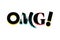 Modern, creative, colorful typographic graphic design of a word `OMG`
