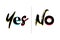 Modern, creative, colorful typographic graphic design of a word `Yes, No`