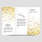 Modern creative three times business brochure template with gold glitter on a white background.