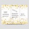 Modern creative three times business brochure template with gold glitter on a white background.