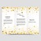 Modern creative three times business brochure template with gold glitter on a white background.