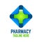 Modern cross pharmacy logo. Vector illustration.