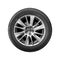 Modern crossover car wheel, front view isolated