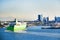 Modern cruise motor ship is arriving to port in Tallinn, Estonia