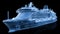 Modern Cruise Ship in Glowing Wireframe