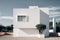 Modern cubic bungalow house. Created with Generative AI technology.