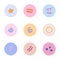 Modern and cute highlights for different social media, bloggers, companies, brands with different abstract shapes, dots, wave,