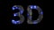 Modern cybernetic text 3D shining blue electrical light, isolated - object 3D rendering