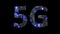 modern cybernetic text 5G shining blue electrical light, isolated - object 3D rendering