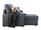 Modern dark gray fabric sofa with chaise lounge. 3d render