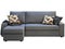 Modern dark gray fabric sofa with chaise lounge. 3d render