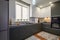 Modern dark grey small kitchen interior