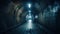 Modern Dark Sci Fi Futuristic Corridor Passage Hallway Tunnel Neon Light AI generated