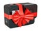 Modern dashcam DVR with bow and ribbon, 3D rendering. Gift concept