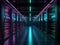 Modern data center with servers and neon light