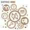 Modern Dating Infographic design template. Love inphographic visualization with eight steps bubble design on brown