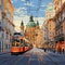 Modern-Day Street in Vienna with Historic Architecture and Vibrant Contemporary Elements